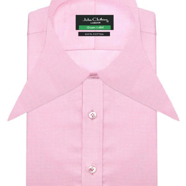 Pink Houndstooth Extreme Longpoint Collar Shirt