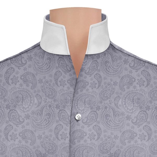 Grey Floral High Open Collar Shirt