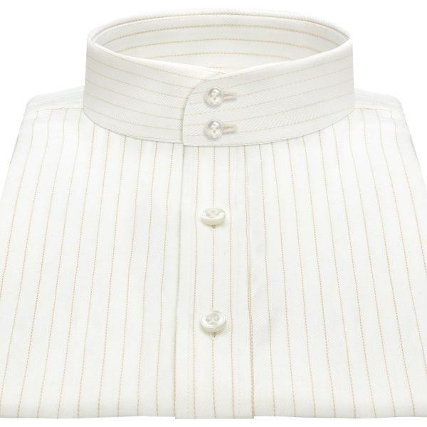 Brown Stripes High Band 2 Button Collar Shirt
