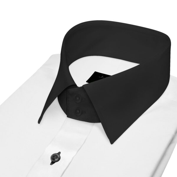 White High Spread 2 Button Black Collar