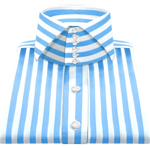 Light Blue Stripes High Cutaway 6 Button Collar