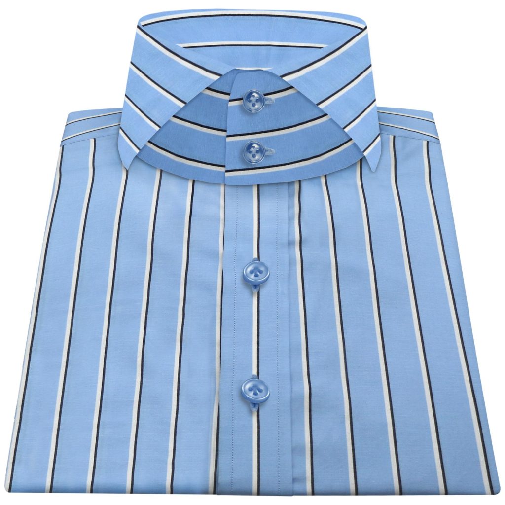 High Collar Shirt Blue and White main image 1