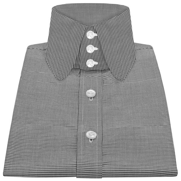 Black Dogstooth High Penny 3 Button Collar