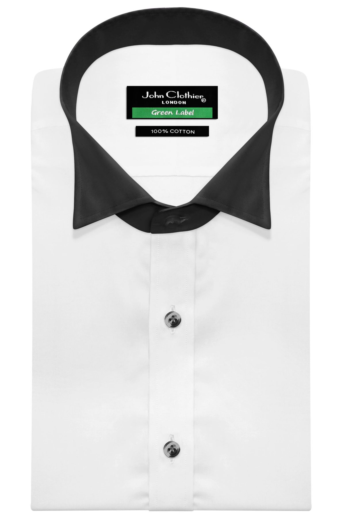 white dress shirt with black collar White Black Tuxedo Men's Shirt – Peyman Umay