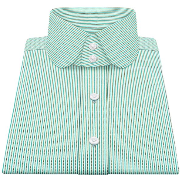 Sea Green Stitch Stripes High Penny 2 Button Collar