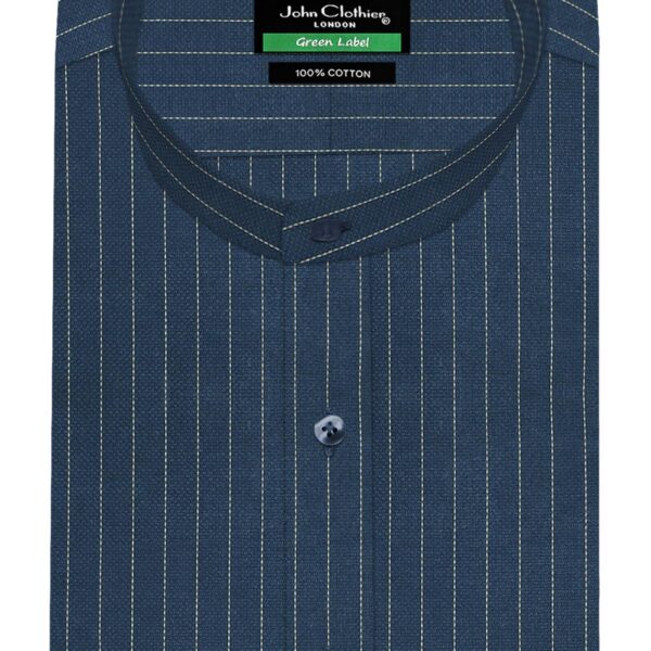 Navy Blue Chalk Stripes Band Collar