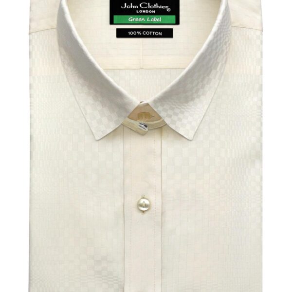 Cream Plaid Checks Tab Collar