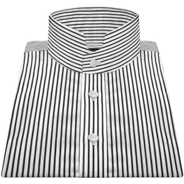 Black & White Stripes High Stand Collar