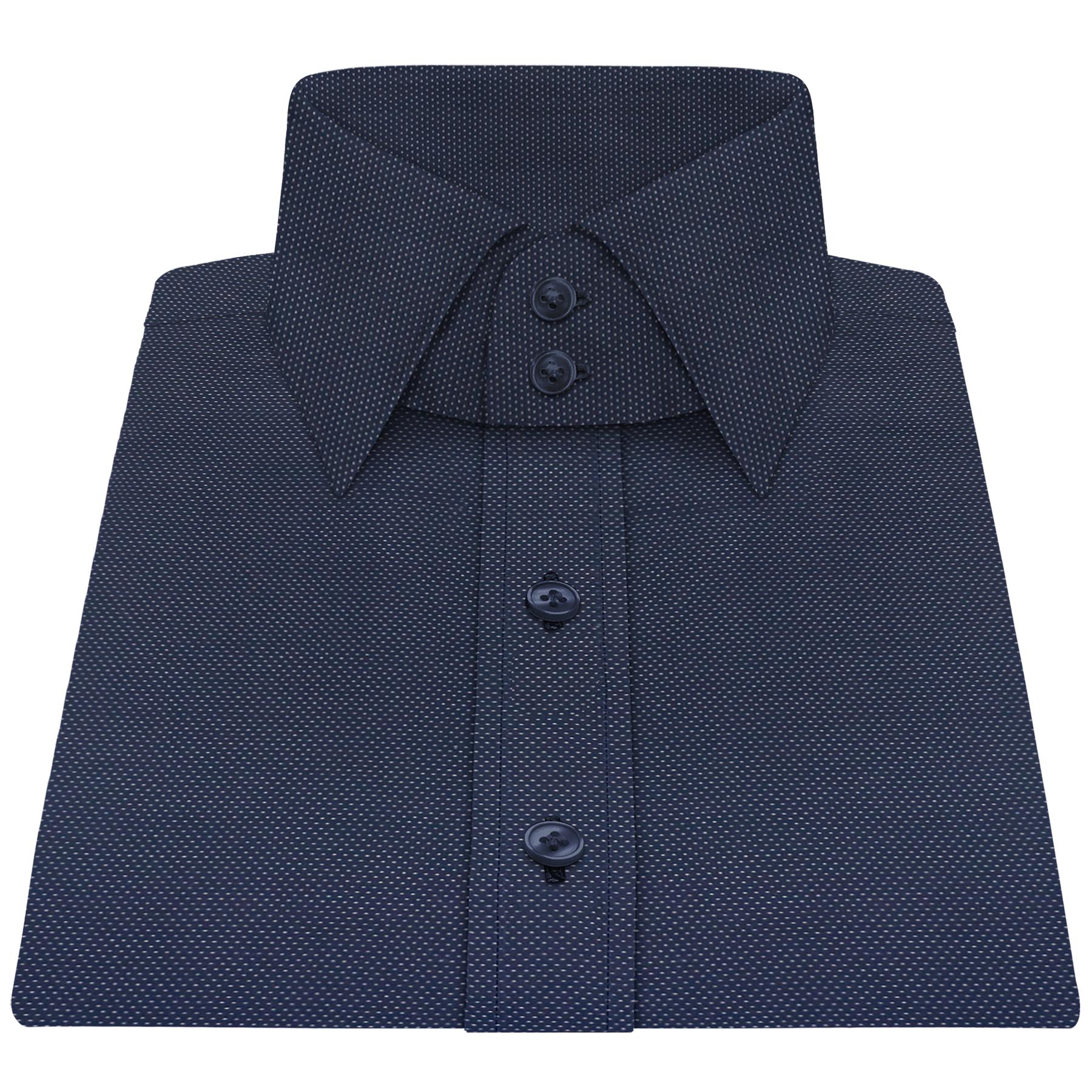 Navy Blue White Dots High Spread 2 Button Collar