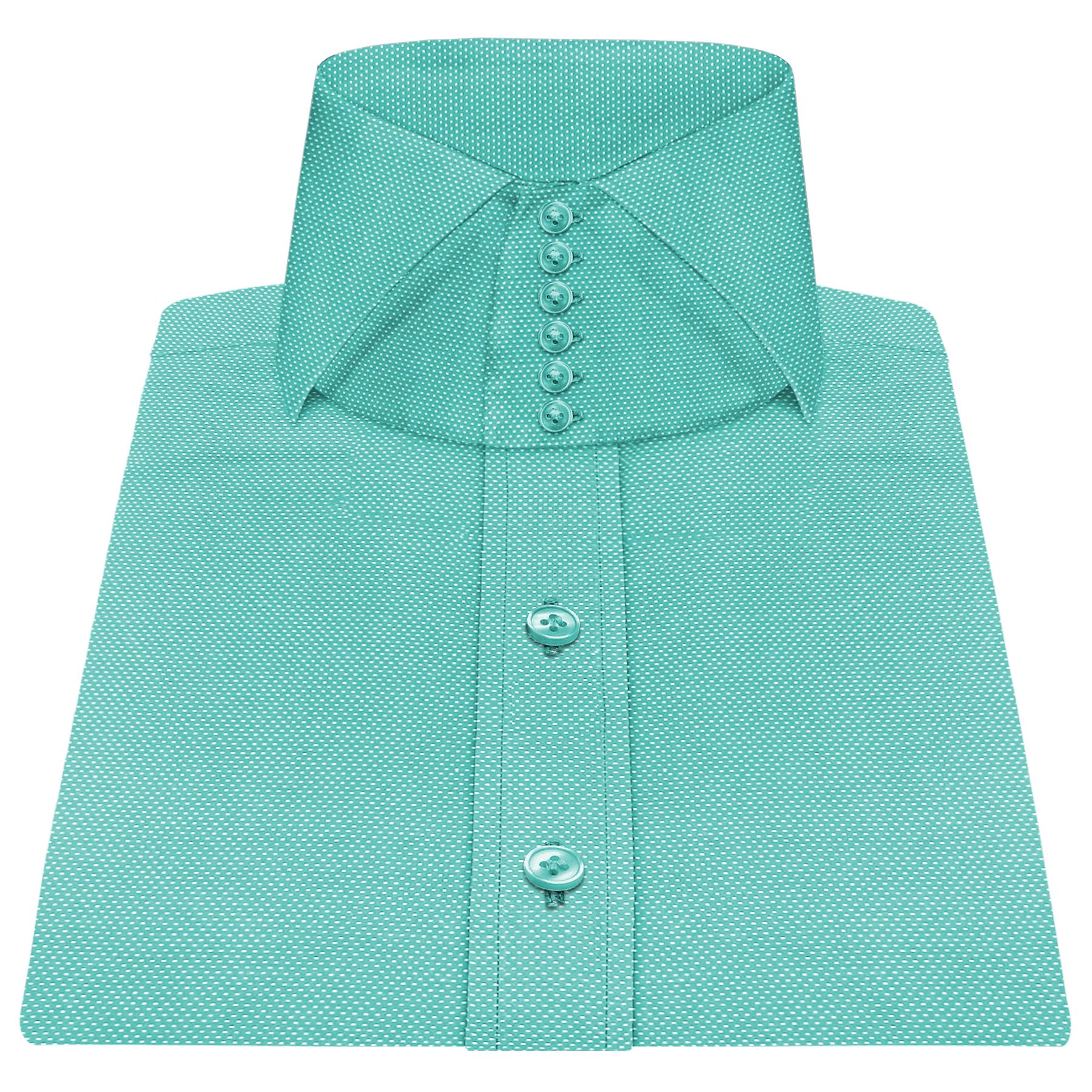 Sea Green White Dots High Cutaway 6 Button Collar