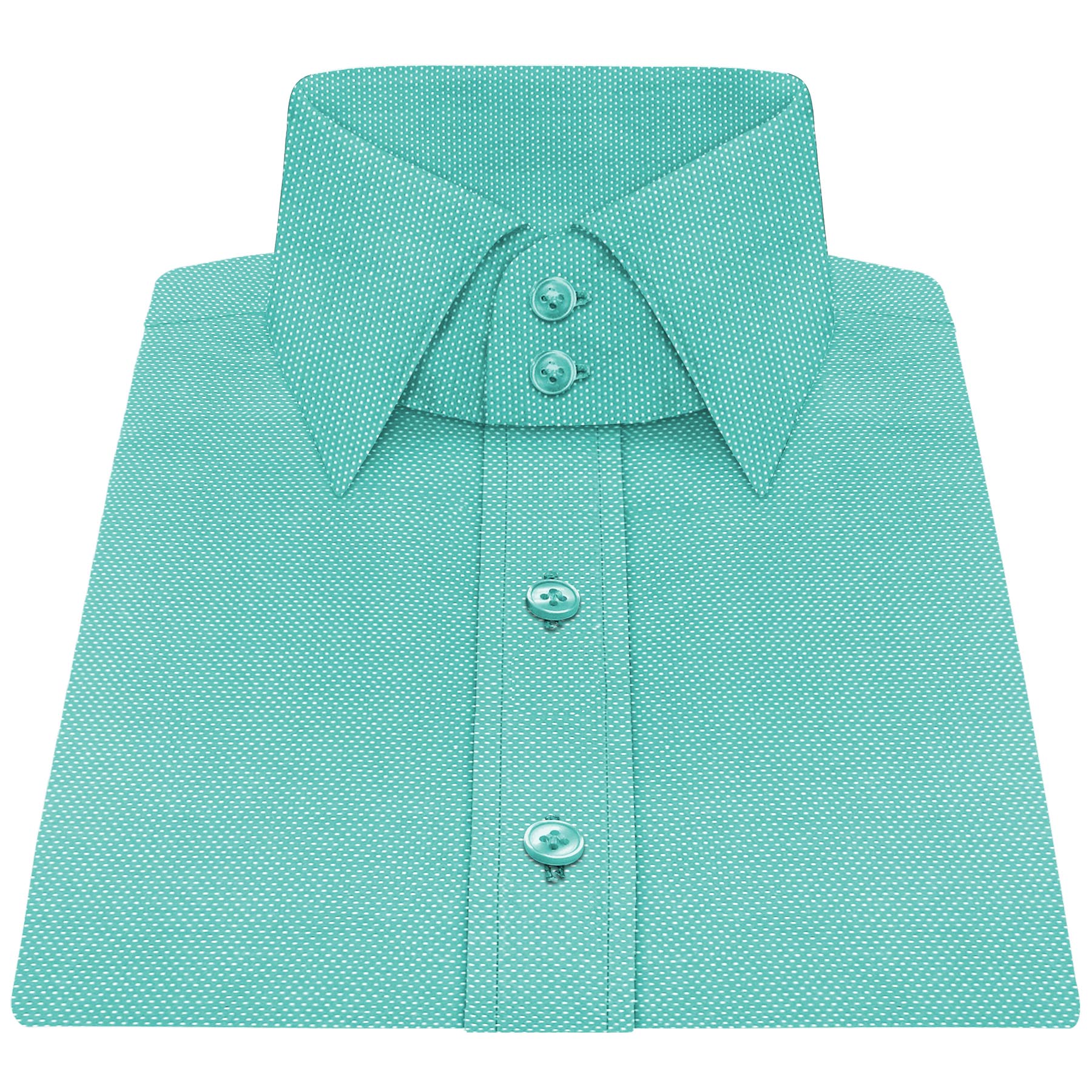 Sea Green White Dots High Spread 2 Button Collar
