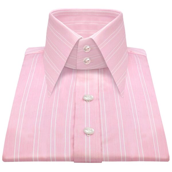 Pink Wide & Pinstripes High Long 2 Button Collar