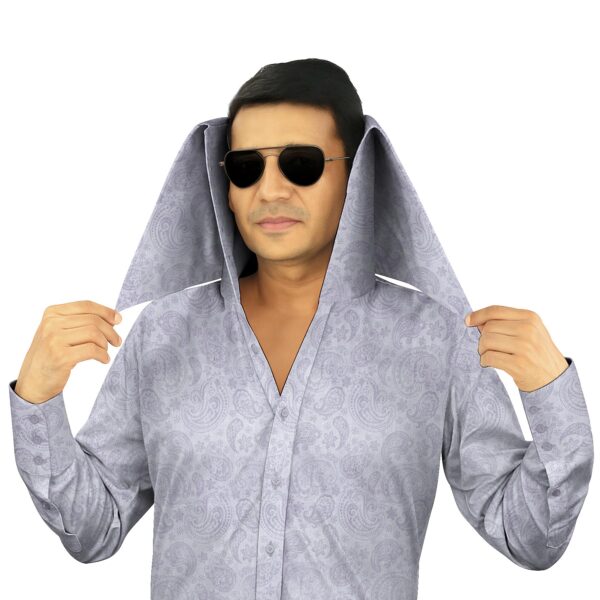 Grey Jacquard High Face Cover Collar