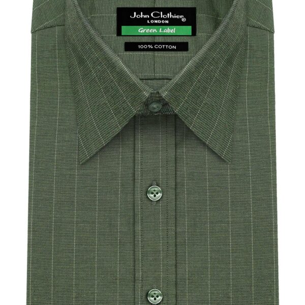 Olive Green Chalk Stripes Classic Collar