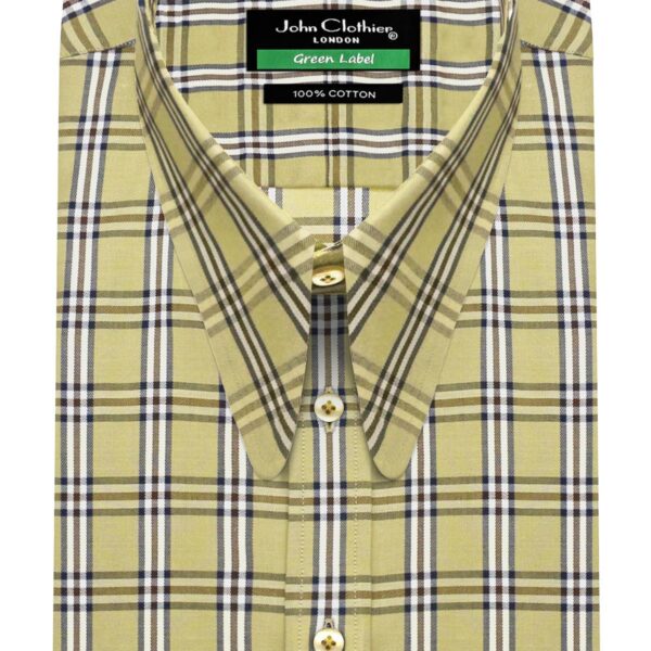 Brown Burberry Checks Long Round Tip Collar