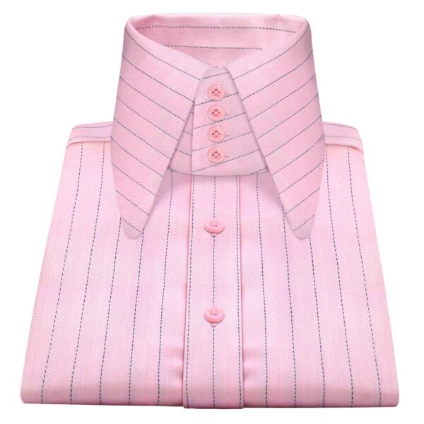 Pink Chalk Stripes High Long Round Tip 4 Button Collar