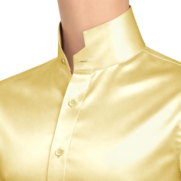 Gold Silky Satin High Stand Collar