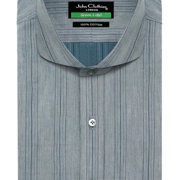 Slate Blue Melange Stripes Cutaway Penny Collar