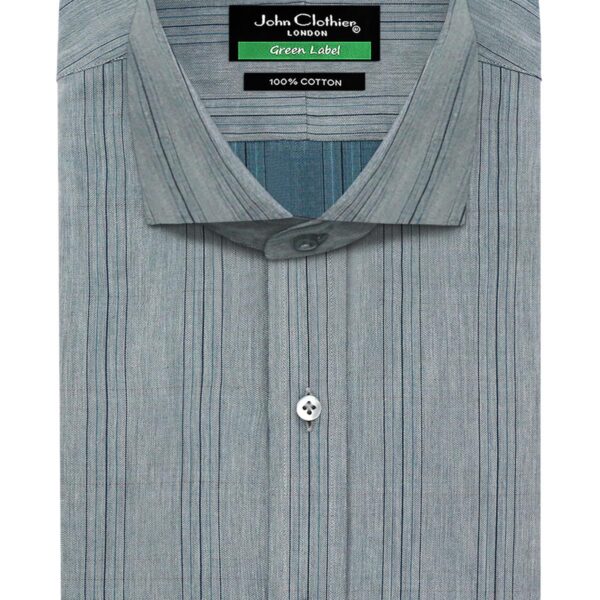 Slate Blue Melange Stripes Cutaway Collar