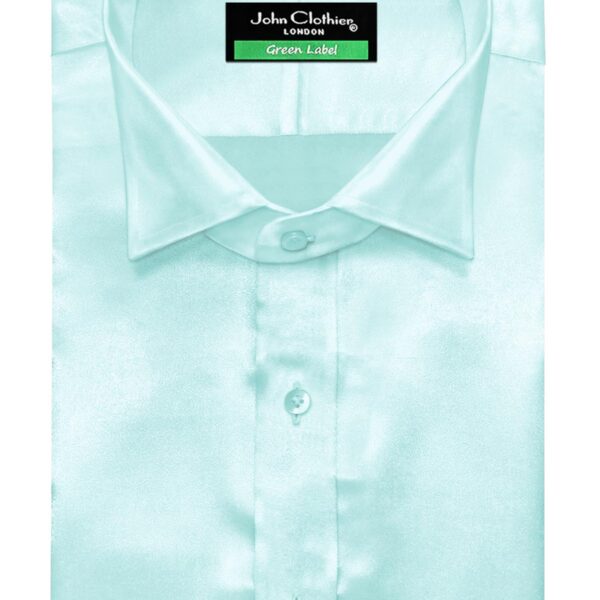 Pastel Blue Silky Satin Wing Tip Collar