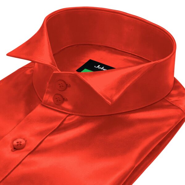 Red Silky Satin High Wing 2 Button Collar