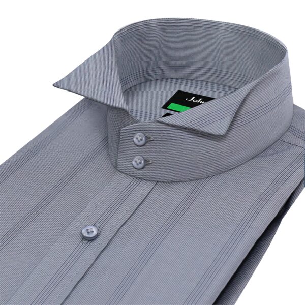 Grey Pinstripes High Wing 2 Button Collar