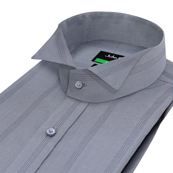 Grey Pinstripes Wing Tip Collar