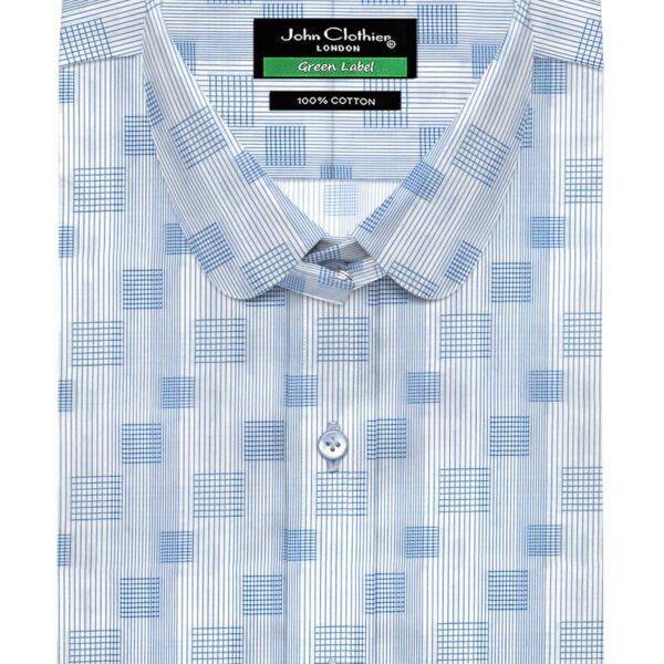 Blue Grid Stripes Penny Tab Collar