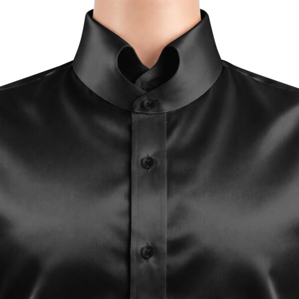 Black Silky Satin Heart Shape Tab Collar