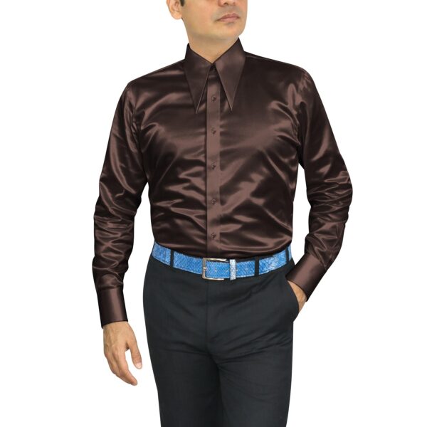 Dark Brown Silky Satin Extra Long Spear Collar