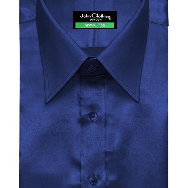 Ink Blue Silky Satin Classic Collar