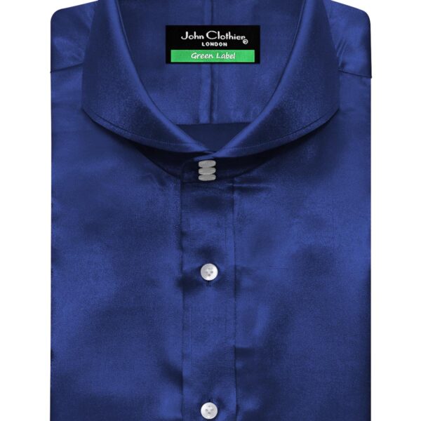 Ink Blue Silky Satin Contrast High Cutaway 3 Button Collar