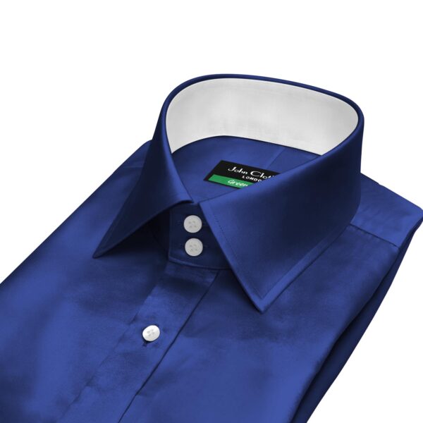 Deep Ocean Silky Satin Contrast High Spread 2 Button Collar