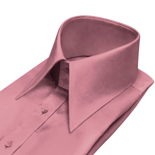 Dusky Rose Silky Satin High Long 2 Button Collar