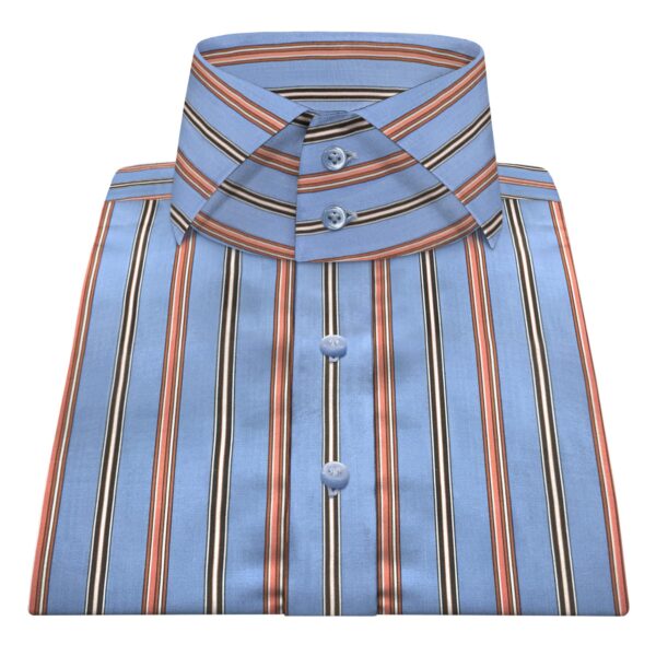 Blue Red Multi Stripes High Cutaway 2 Button Collar