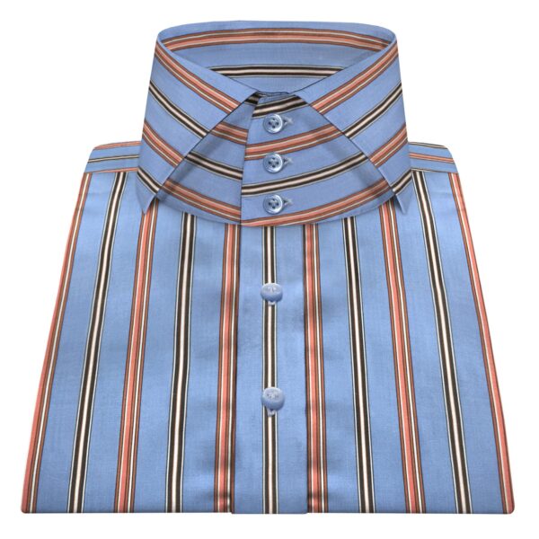 Blue Red Multi Stripes High Cutaway 3 Button Collar