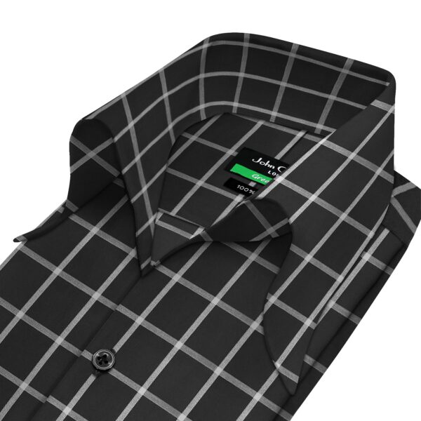Men's Black Wide Checks High Open Bow Collar